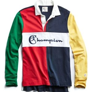 RARE Todd Snyder + Champion Men's Slim Fit Colorblock Rugby